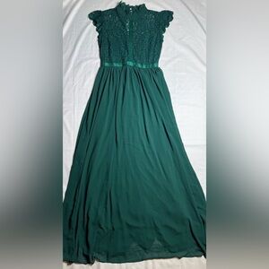 Maxi Lace Dress Women's Miusol Sleeveless Floral Dark Green Medium New